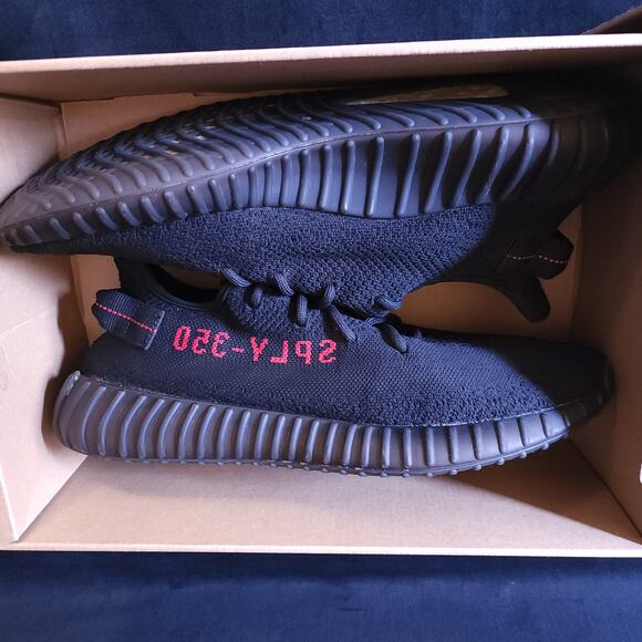 Mens Size 11.5 adidas Yeezy Boost 350 V2 Low Bred Black Shoes Authentic CP9652 - Picture 13 of 13